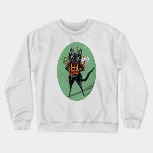 Krampus Black Cat Crewneck Sweatshirt by KayleighRadcliffe